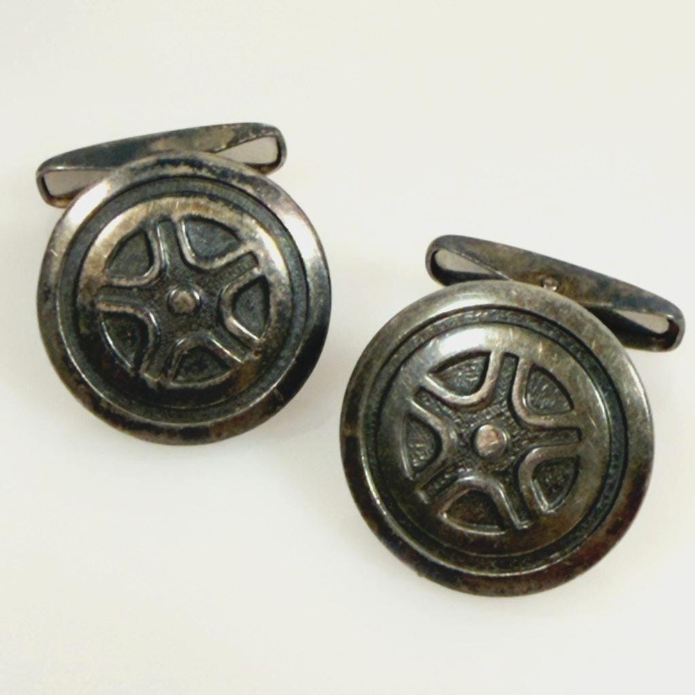 Vintage Modernist Cuff Links 916 Silver Kupittaan Kulta Finland 1965
